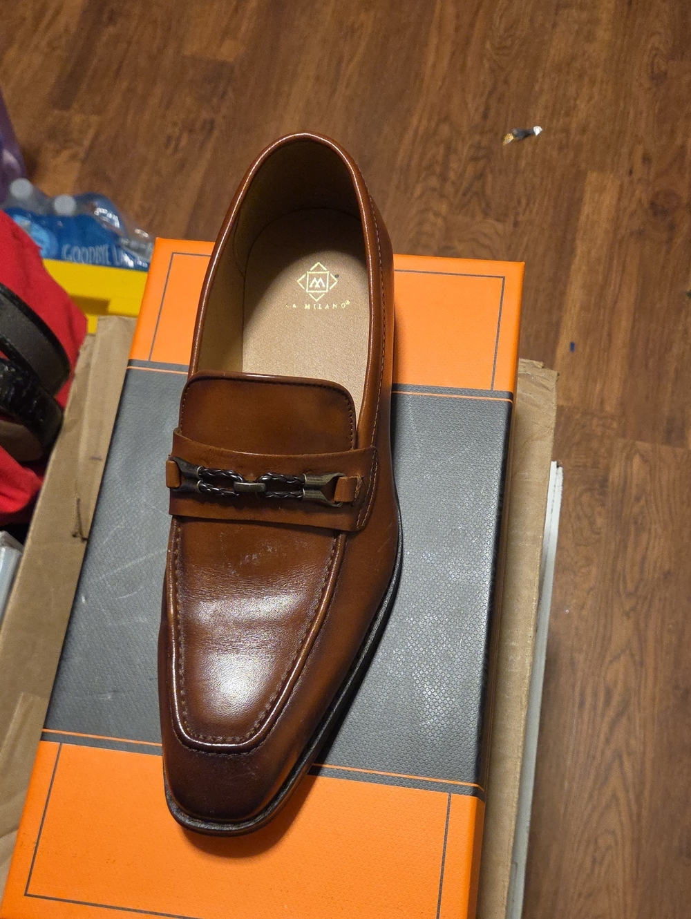 Men's Tan Leather Bit-Detail Slip-On Loafers